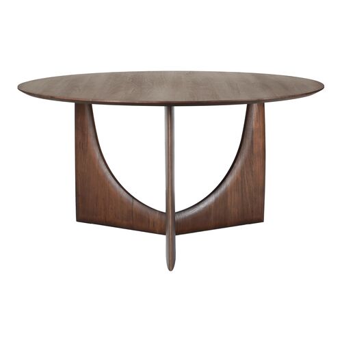 Geometric Round Teak Dining Table, Brown 3 Geometric Round Teak Dining Table, Brown