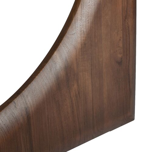 Geometric Round Teak Dining Table, Brown 6 Geometric Round Teak Dining Table, Brown
