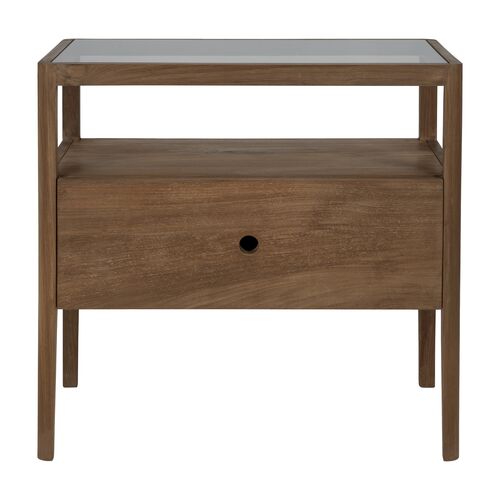 Spindle 1-Drawer Bedside Table, Reclaimed Teak 2 Spindle 1-Drawer Bedside Table, Reclaimed Teak