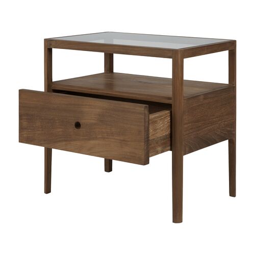 Spindle 1-Drawer Bedside Table, Reclaimed Teak 3 Spindle 1-Drawer Bedside Table, Reclaimed Teak