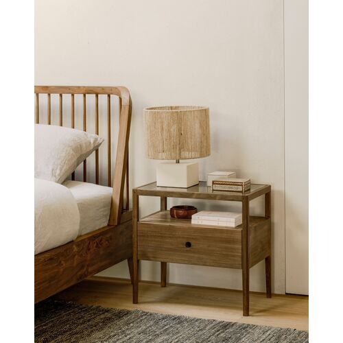 Spindle 1-Drawer Bedside Table, Reclaimed Teak 7 Spindle 1-Drawer Bedside Table, Reclaimed Teak