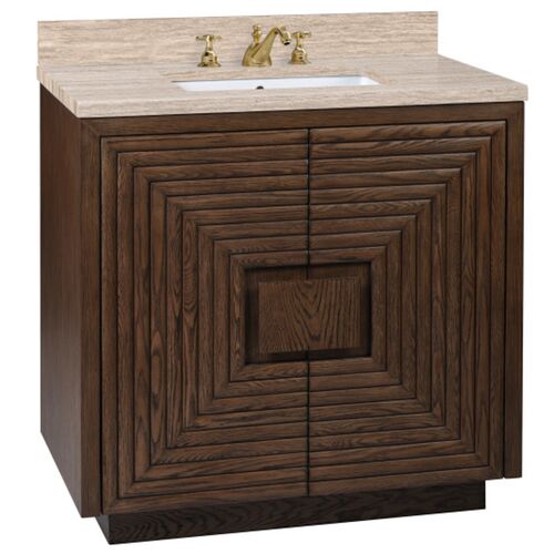 Morombe 36" Travertine Vanity with Rectangular Undermount Sink, Cocoa
