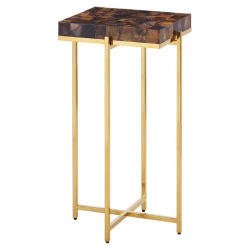 Casey Pen Shell Accent Table, Brown/Brass 1 Casey Pen Shell Accent Table, Brown/Brass