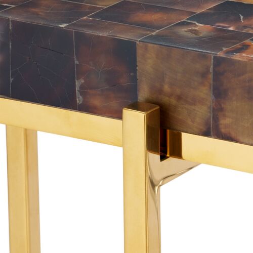 Casey Pen Shell Accent Table, Brown/Brass 2 Casey Pen Shell Accent Table, Brown/Brass