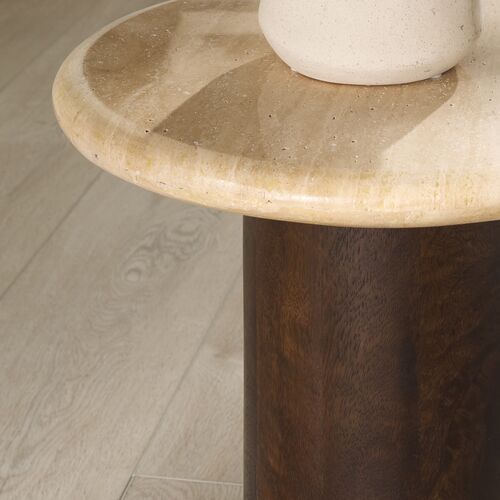 Emberly Accent Table, Dark Brown/Travertine 3 Emberly Accent Table, Dark Brown/Travertine
